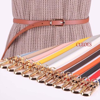 Cleoes เข็มขัดหนัง Pu แบบบาง ปรับระดับได้ สีแคนดี้ แฟชั่นเรียบง่าย สําหรับผู้หญิง