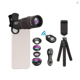 [T&amp;L] Apexel APL-T18XBZJ5 เลนส์เทเลโฟโต้ 4 in 1 18X 198 สําหรับโทรศัพท์มือถือ° Fisheye เลนส์มาโคร มุมกว้าง 0.63X 15X พร้อมรีโมตชัตเตอร์