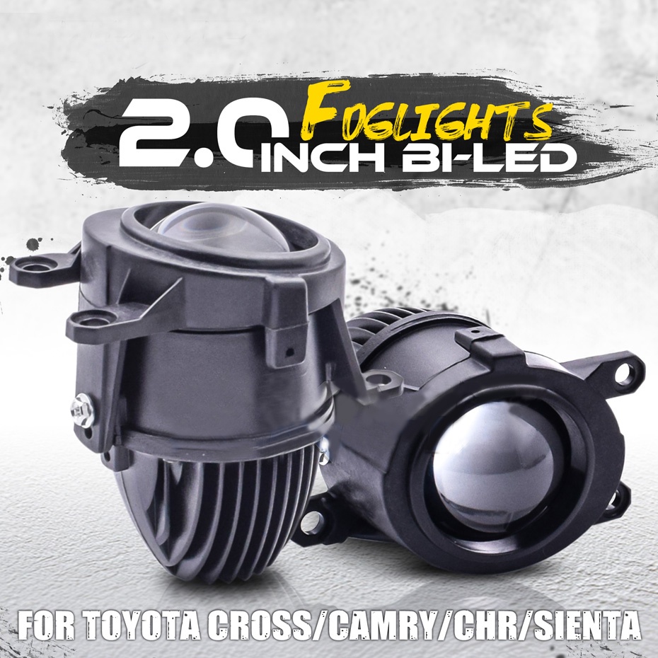 2 นิ้ว Bi-LED เลนส์หมอกไฟสําหรับ MOTO/ใหม่ Toyota COROLLA ALTIS/CROSS/SIENTA/HILUX/REVO/CAMRY/VIOS/C-HR 2 นิ้ว LED ขับรถหมอกชุดโคมไฟ