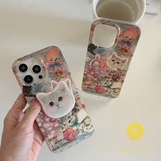 For เคสไอโฟน 14 Pro Max [Cute Cat Retro] เคส Phone Case For iPhone 14 Pro Max Plus 13 12 Mini 11 For เคสไอโฟน11 Ins Korean Style Retro Classic Couple Shockproof Protective TPU Cover Shell