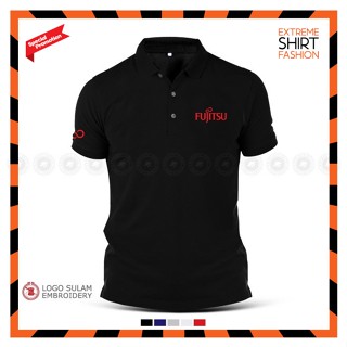 เสื้อยืดโปโล ผ้าฝ้าย พิมพ์ลายโลโก้ Fujitsu Electronic Lifebook Server Baju Lelaki พรีเมี่ยม สําหรับแล็ปท็อป