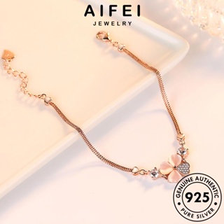 AIFEI JEWELRY โคลเวอร์หวาน Silver เงิน แฟชั่น ไดมอนด์ แท้ กำไล 925 ผู้หญิง ต้นฉบับ เกาหลี มอยส์ซาไนท์ โกลด์ กำไลข้อมือ เครื่องประดับ เครื่องประดับ ผู้หญิง B40