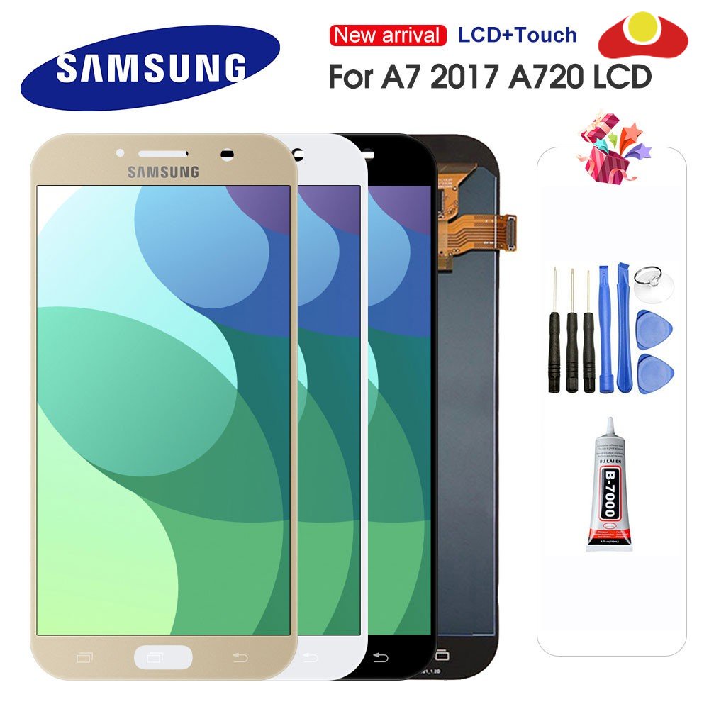 SAMSUNG สําหรับSamsung Galaxy A7 2017 A720 A720F A720M LCD Touch Screen Digitizer AssemblyสําหรับA7 