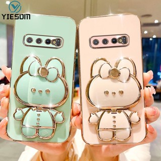เคสโทรศัพท์มือถือ ลายกระต่ายน่ารัก พับได้ พร้อมกระจกแต่งหน้า แบบพกพา สําหรับ Samsung Galaxy S10 Plus Note 20 Ultra Note 10 Plus
