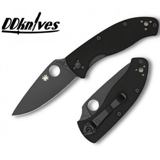 มีดเดินป่า มีดพับ Spyderco Tenacious Black Plain Blade, G10 Handles (C122GBBKP)