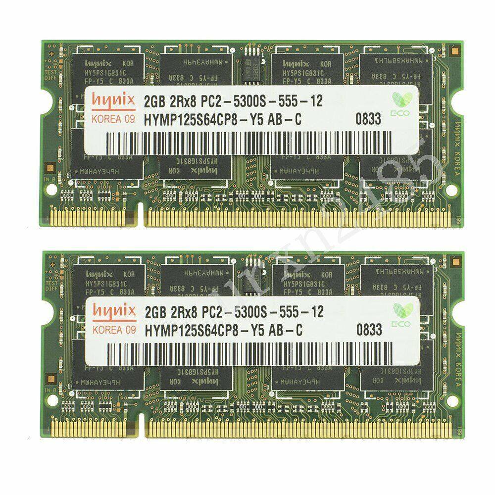 แรมหน่วยความจําแล็ปท็อป 4GB 2x 2GB PC2-5300S DDR2 667MHz 200PIN CL5 SODIMM สําหรับ Hynix
