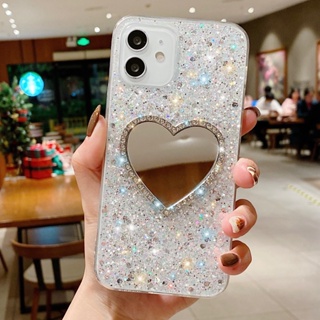 เคสโทรศัพท์ สําหรับ Samsung A50 A30S A50S A30 A20 A11 A10 A21S A20S A10S มือถือแบบนิ่ม กันกระแทก พร้อมกระจก ลายหัวใจ