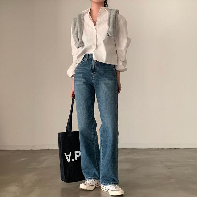 เสื้อเชิ้ตแขนยาว คอโปโล ทรงหลวม ลายทาง แบบเรียบ สไตล์เกาหลี สําหรับผู้หญิง - รูปที่ 7