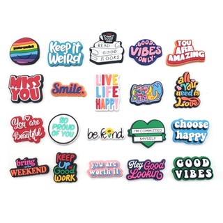 【Hot English Phrases Series】 Jibbitz PVC จี้รองเท้า DIY สําหรับตกแต่ง Crocs Clogs Pin รองเท้าแตะ อุปกรณ์เสริม สําหรับเด็กผู้หญิงและผู้ชาย ขายส่ง