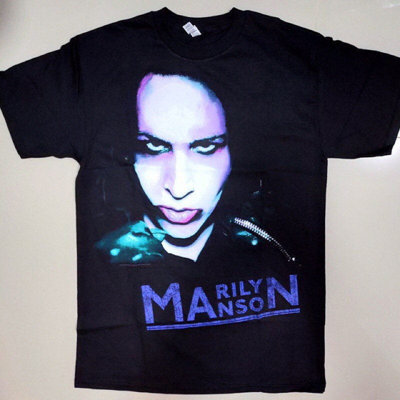 WXเสื้อยืดคอกลมcrew neckเสื้อวง Marilyn Manson ลิขสิทธิ์แท้S-4XL
