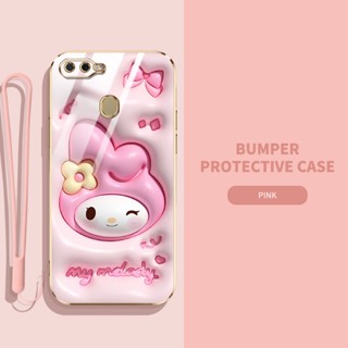 เคสโทรศัพท์มือถือ ซิลิโคนนิ่ม TPU ลายการ์ตูนกระต่าย ไดโนเสาร์ 3D พร้อมสายคล้อง สําหรับ OPPO A5S A7 A12 A11K F9 Pro A3S Realme C1 A12E A1K Realme C2