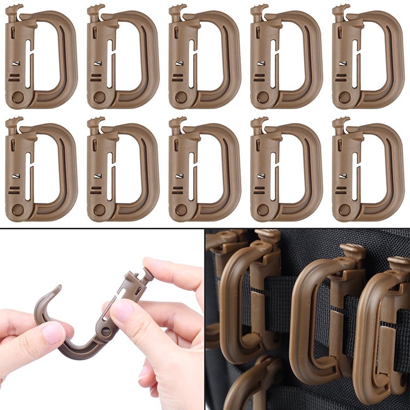 Plasctic Shackle Carabiner D-ring คลิป Snap lock Camp Shackle กระเป๋า D-lock แขวนตะขอมัลติฟังก์ชั่กล