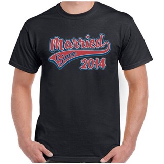 เสื้อยืดผ้าคอตตอน เสื้อไม่ต้องรีด tshirt ไม่ต้องรีด men t shirt Married Since