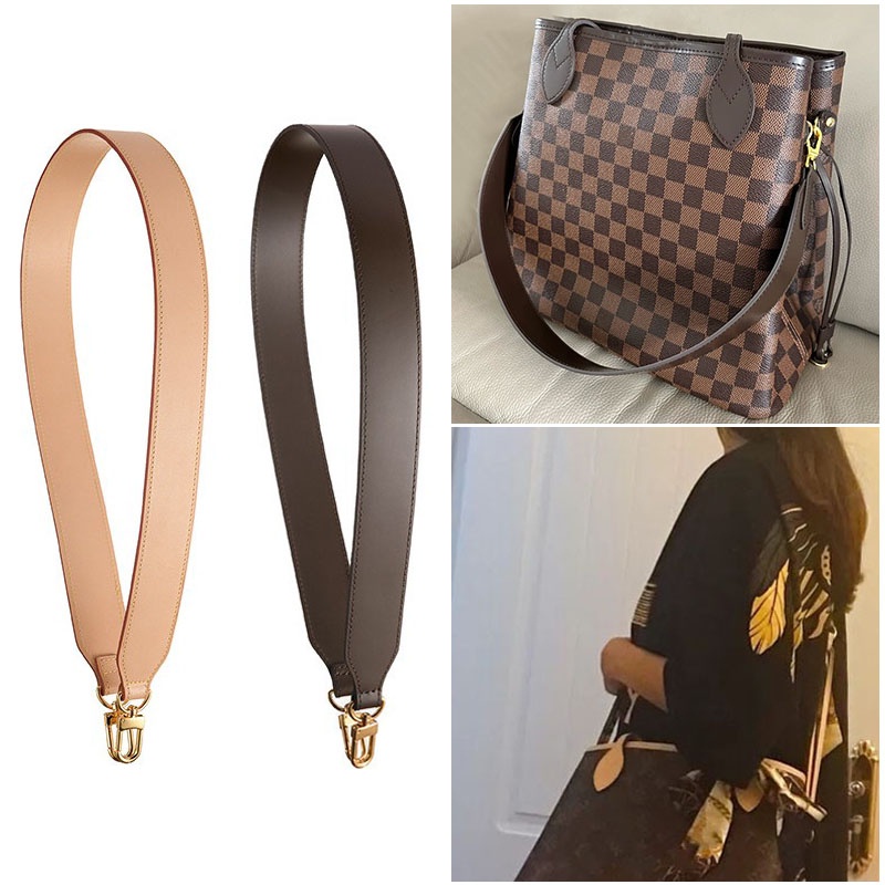 พรีเมี่ยมพืชฟอกหนังสายกว้างสำหรับผู้หญิง LV Neverfull Tote กระเป๋าสะพายไหล่ทดแทน