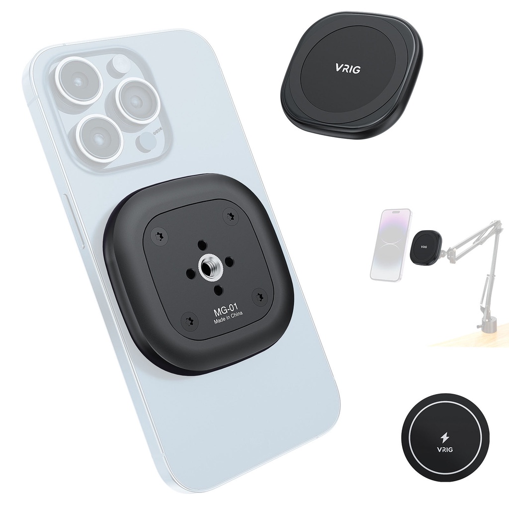 Uurig VRIG MG-01 ที่วางโทรศัพท์มือถือ แบบแม่เหล็ก สําหรับ iPhone 14 13 12 Series เป็น 1/4 Screw Mount MG-08 Magnetic Disk