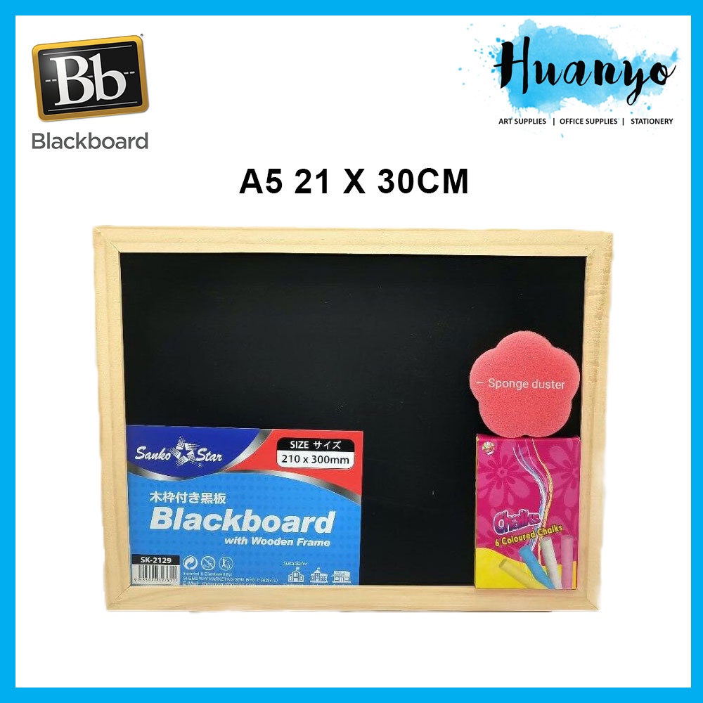 Sanko Star Wooden Frame Black Board Mini Portable (A4 Size 21 X 30 CM)
