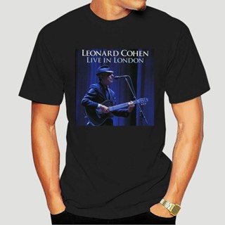 เสื้อยืดคอกลม เสื้อยืดแขนสั้น ผ้านุ่ม 2022Mens Leonard Cohen Live in London Music Ba