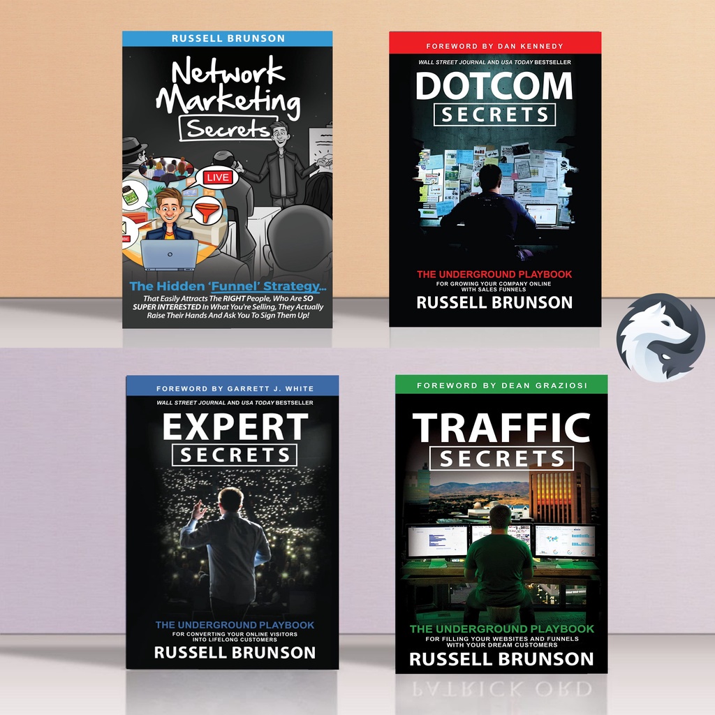 (อังกฤษ) Russell Brunson 4 Books Series (ลับจราจร, Dotcom Secrets, Expert Secrets, Network Marketing