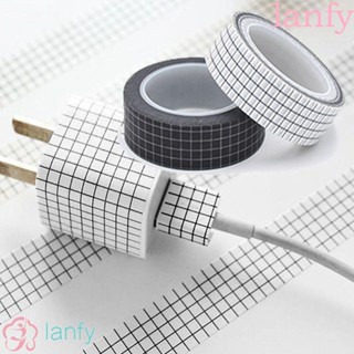 Lanfy เทปสติ๊กเกอร์สีดําและสีขาว Diy สําหรับตกแต่ง 1 ชิ้น