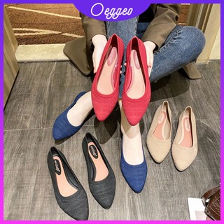 Oeggeo shop รองเท้ายาง ส้นแบน หัวแหลม กันน้ํา เหมาะกับใส่ทํางาน สําหรับผู้หญิง