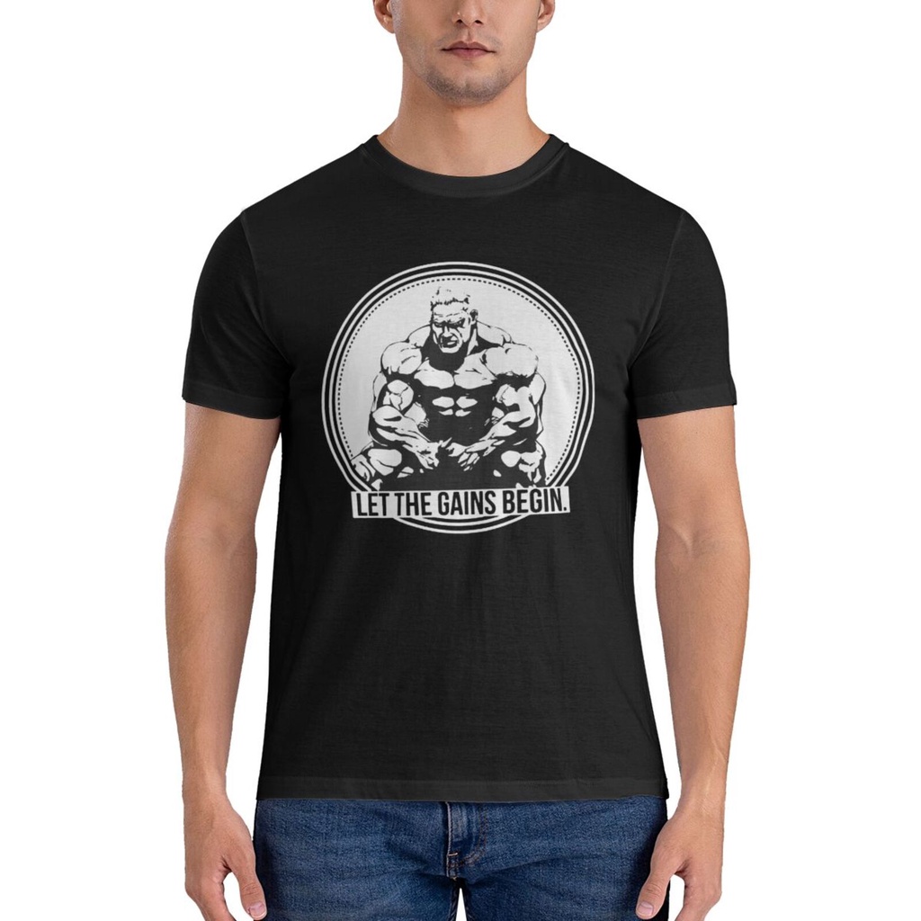 Round Jay Cutler Let The Gains Begin เพาะกาย Gym Stringer Diy Tshirt Mans แฟชั่นพิมพ์