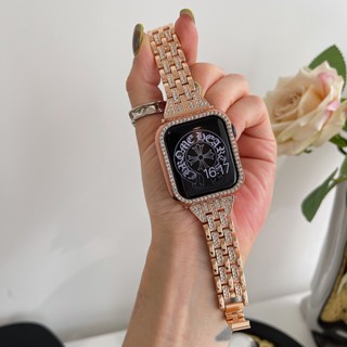 สายนาฬิกาข้อมือ สเตนเลส โลหะ ประดับพลอยเทียม สไตล์คลาสสิก สําหรับ Apple Watch Series Ultra 8 7 6 SE 5 4 3 2 1 iWatch 42 44 45 49 มม. 38 40 41 มม.