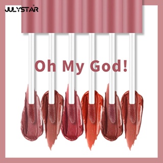 JULYSTAR Lameila/ 6สีละเอียดอ่อนคริสตัลลิปสติก/ชุ่มชื้นติดทนนานของเหลวลิปกลอส/กันน้ำติดทนนานลิปสีความงามเครื่องสำอาง