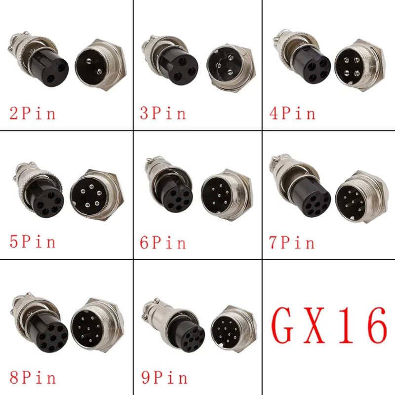 GX16ตัวเชื่อมต่อโลหะ GX16 2, 3, 4, 5, 6, 7, 8 Pin ชาย & หญิงวงกลมปลั๊ก/ซ็อกเก็ตสายไฟ Mount ตัวเชื่อม