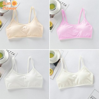 เสื้อชั้นใน เสริมฟองน้ำ สีพื้น แต่งโบ สําหรับเด็กผู้หญิง วัยรุ่น อายุ 8-16 ปี