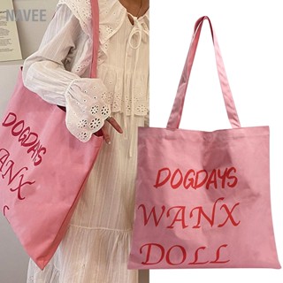 NAVEE กระเป๋าผ้าแคนวาสสีชมพู Canvas Causal Bag กระเป๋าสะพายผ้าใบความจุขนาดใหญ่สำหรับผู้หญิง