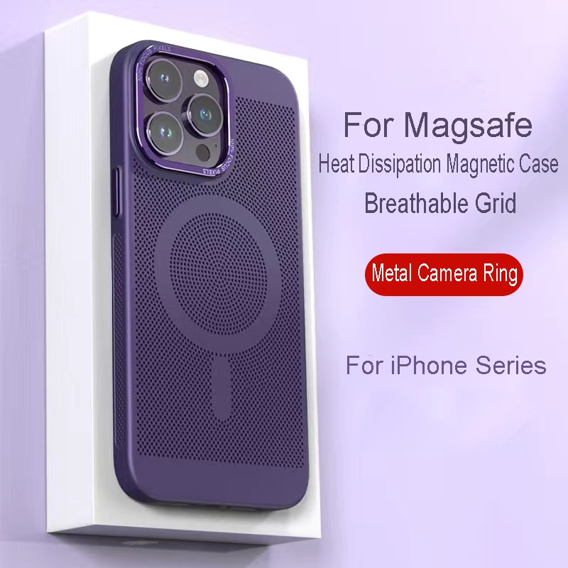 สําหรับ iPhone 11 Pro Max กระจายความร้อน เคลือบด้าน ระบายอากาศ ตาราง เคสแข็ง Magsafe เคสแม่เหล็ก กรอบเลนส์โลหะ