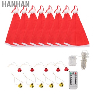 Hanhan Hanging Lighted Glowing Santa Hats With Bells  Powered Fairy  String