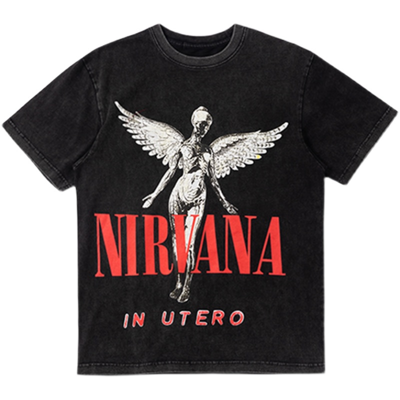 เสื้อยืดแขนสั้น พิมพ์ลาย FOG AMIRI Nirvana Angel สไตล์วินเทจ