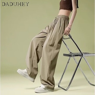 DaDuHey🎈 5 Colors American Style Womens Summer New Sports Pants Ankle Banded Slacks Wide-Leg Pants