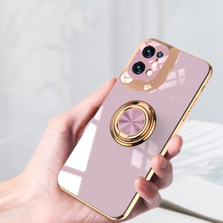 เคสโทรศัพท์มือถือ PC แข็ง ชุบไฟฟ้า 6D แบบบาง พร้อมแหวนขาตั้ง สําหรับ OPPO Find X5 X5 Pro