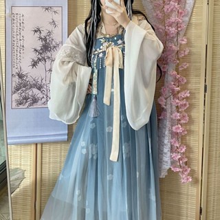 Hanfu [Spring Work] ของแท้ Hanfu กระโปรงยาว วันพีช สไตล์จีน แฟชั่นฤดูใบไม้ผลิ ฤดูร้อน สําหรับผู้หญิง