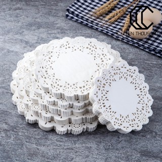 [COD]☸100 ชิ้น กระดาษกลม ลูกไม้ Doilies เค้ก แผ่นรองจาน ปาร์ตี้ งานแต่งงาน ตกแต่งเบเกอรี่