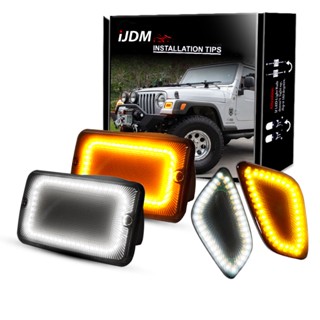 ไฟเลี้ยวสีเหลืองอําพัน และกันชนหน้า สําหรับ Jeep Wrangler DRL 1997-2006