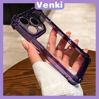 VENKI - สำหรับ iPhone 14 Pro Max เคสไอโฟนเคสอะครีลิคเคสแข็งเคสใสถุงลมนิรภัยเคสกล้องกันกระแทกสีม่วงสีดำเข้ากันได้กับ iPhone 13 Pro max 12 Pro Max 11 Pro Max