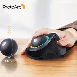 Jomaa EM03 ไร้สาย BluetoothTrackball เมาส์ชาร์จ Ergonomic RGB Backlit Rollerball เม้าส์สําหรับ Windows Mac iPad