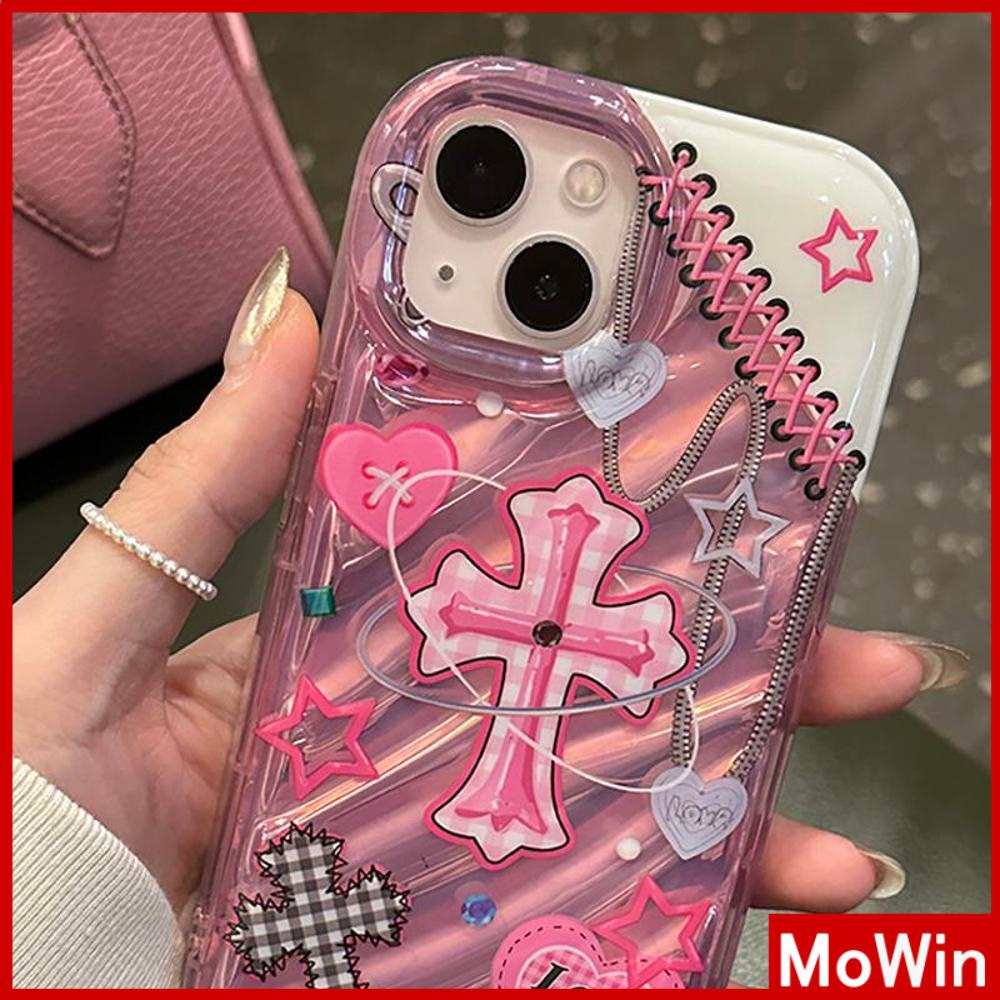 Mowin - เข้ากันได้สำหรับ 15 เคสไอโฟน11 เคส iphone 11 เลเซอร์สะท้อนแสงเคสใส TPU เคสนิ่มถุงลมกันกระแทก Simple Cool Cross เข้ากันได้กับ iPhone 13 Pro max 12 Pro Max 11 xr xs max 7 8Plus