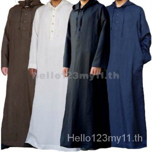เสื้อคลุมชาวมุสลิม ตะวันออกกลาง อาหรับ มาเลเซีย ยาว มีฮู้ด 6FAW