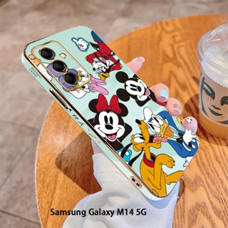 สําหรับ Samsung Galaxy M12 M14 M21 M30S M31 M32 M51 M62 F62 M23 M33 M53 5G เคสโทรศัพท์มือถือนิ่ม ขอบสี่เหลี่ยม พิมพ์ลายมิกกี้เมาส์ หรูหรา