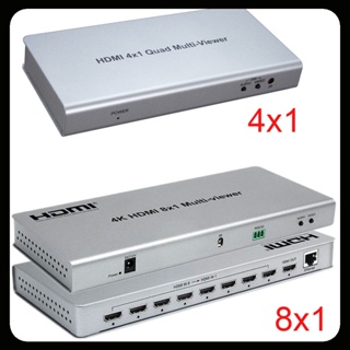 4k HDMI 8x1 Quad สวิตช์แบ่งวิดีโอ 8 In 1 4x1 หลายหน้าจอ