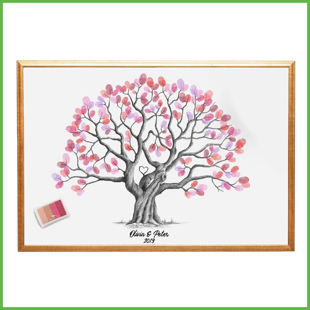 หนังสือผ้าใบ สแกนลายนิ้วมือ ต้นไม้ กันน้ํา DIY สําหรับแขก หนังสือเรียนจบ