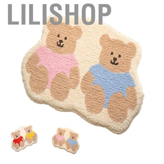 Lilishop Bathroom Door Mat Cartoon Style Cute Bear  Cashmere Absorbent Non Slip Floor Mats for Living Room Coffee Table