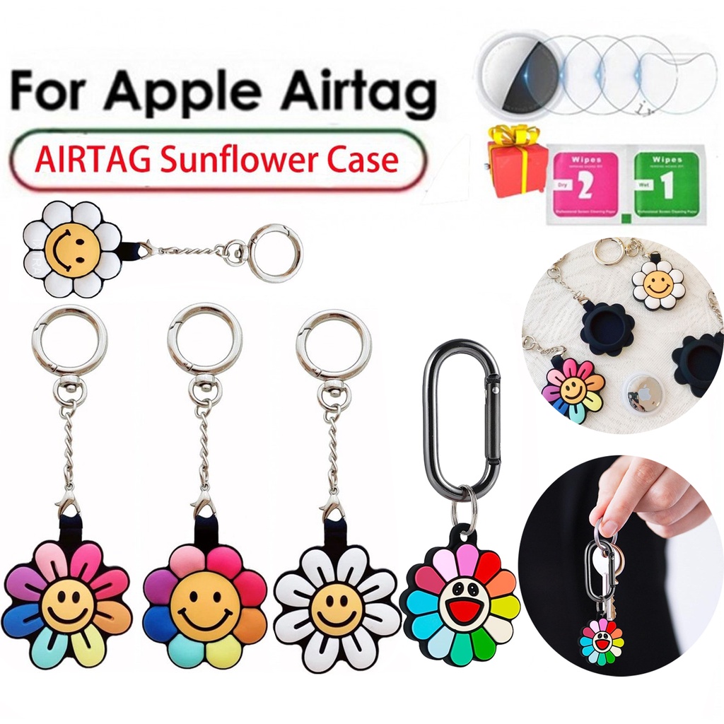Fot AirTag ฝาครอบกรณี,น่ารักการ์ตูนซิลิโคน Sunflower Airtags กรณี,ดอกไม้น่ารักฝาครอบป้องกัน Anti Lost Location GPS Tracker กรณีสําหรับ Air Tag holder Finder
