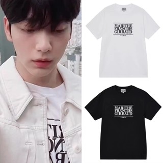 [SR-STUDIO] เสื้อยืดแขนสั้น ทรงหลวม พิมพ์ลายโลโก้ตัวอักษร Marithe Korea TXT Choi Soo Bin สไตล์เกาหลี สําหรับผู้ชาย และผู้หญิง