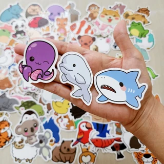 สติ๊กเกอร์ รวมรูปสัตว์ (100ชิ้น) สัตว์บก สัตว์น้ำ สัตว์เลี้ยง สัตว์ปีก แมลง นก ช้าง แกะ แมว ปลา หมา เพนกวิน Animal st...