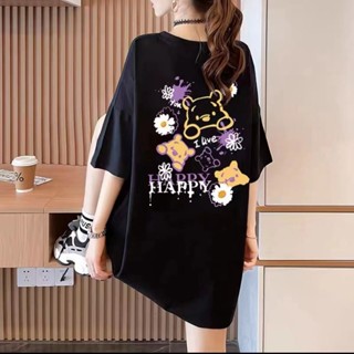 พร้อมส่ง.เสื้อยืดแขนสั้น พิมพ์ลายการ์ตูน ทรงหลวม สไตล์เกาหลี อเมริกัน ย้อนยุค ขนาดใหญ่ สําหรับผู้หญิง เสื้อยืด ลายมหาวิทยาลัย สีเทา สไตล์เรโทร